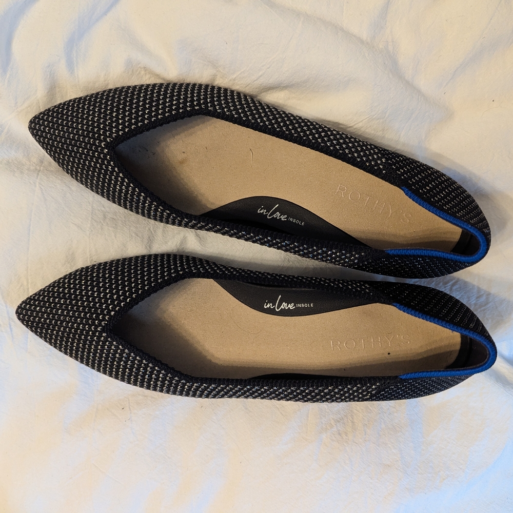 New Rothy’s The High Point In Star Studded Black Silver Size 8.5